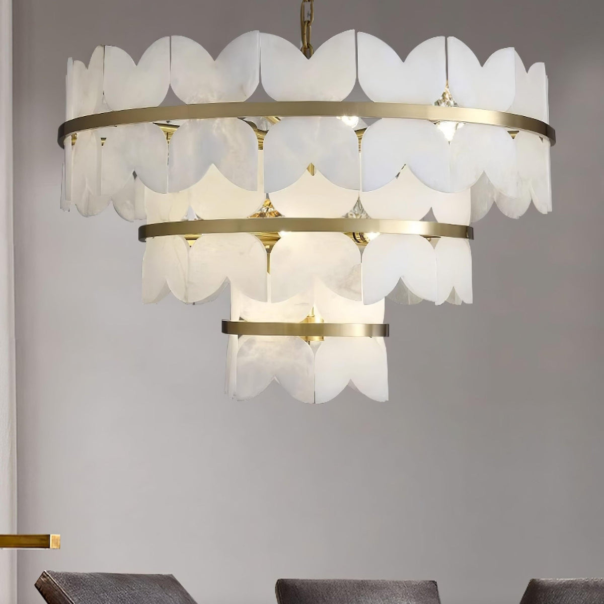 Alabaster Cloudscape Chandelier with 1/2 layer - Zelno Lighting