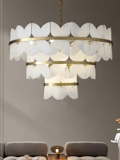 Alabaster Cloudscape Chandelier with 1/2 layer - Zelno Lighting