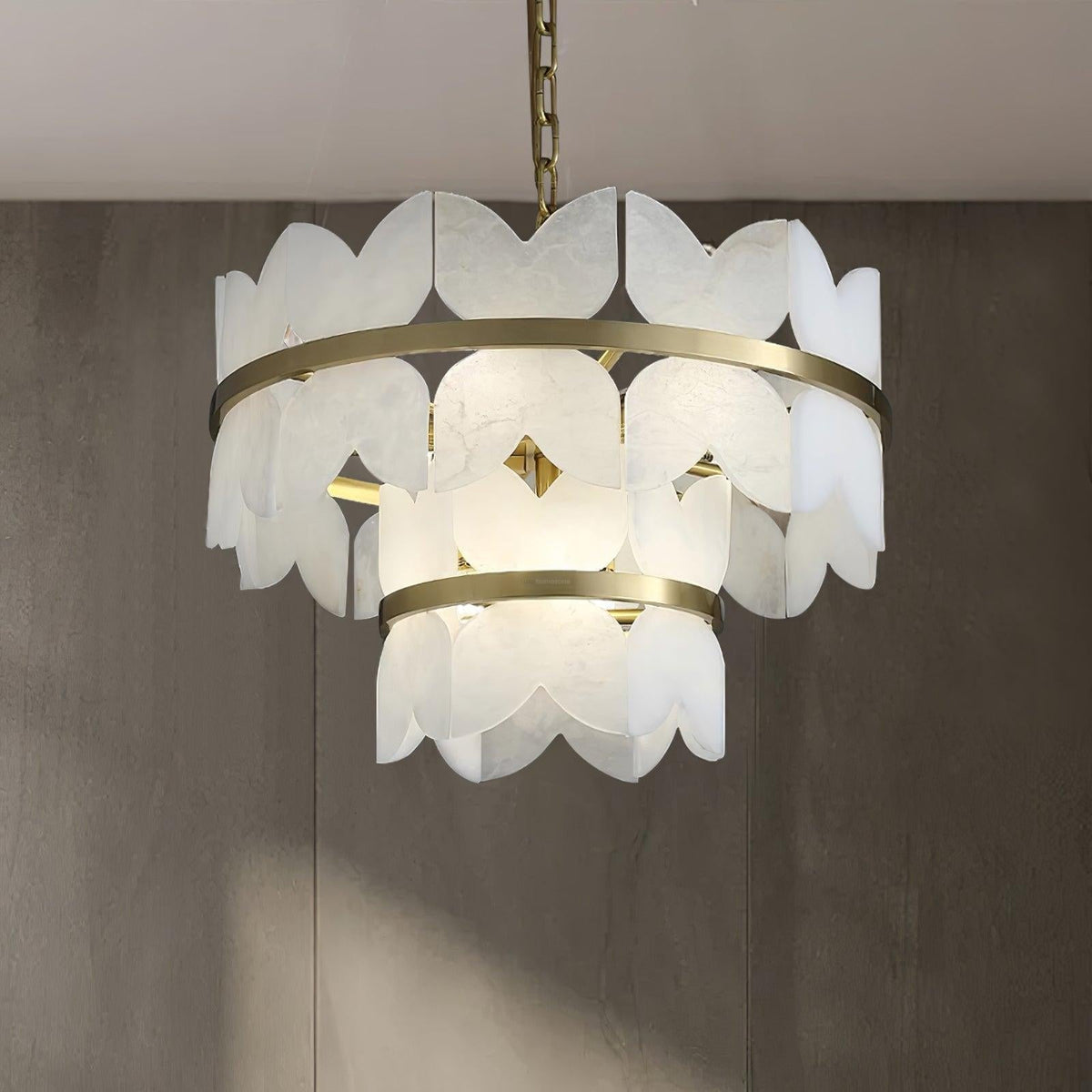 Alabaster Cloudscape Chandelier with 1/2 layer - Zelno Lighting