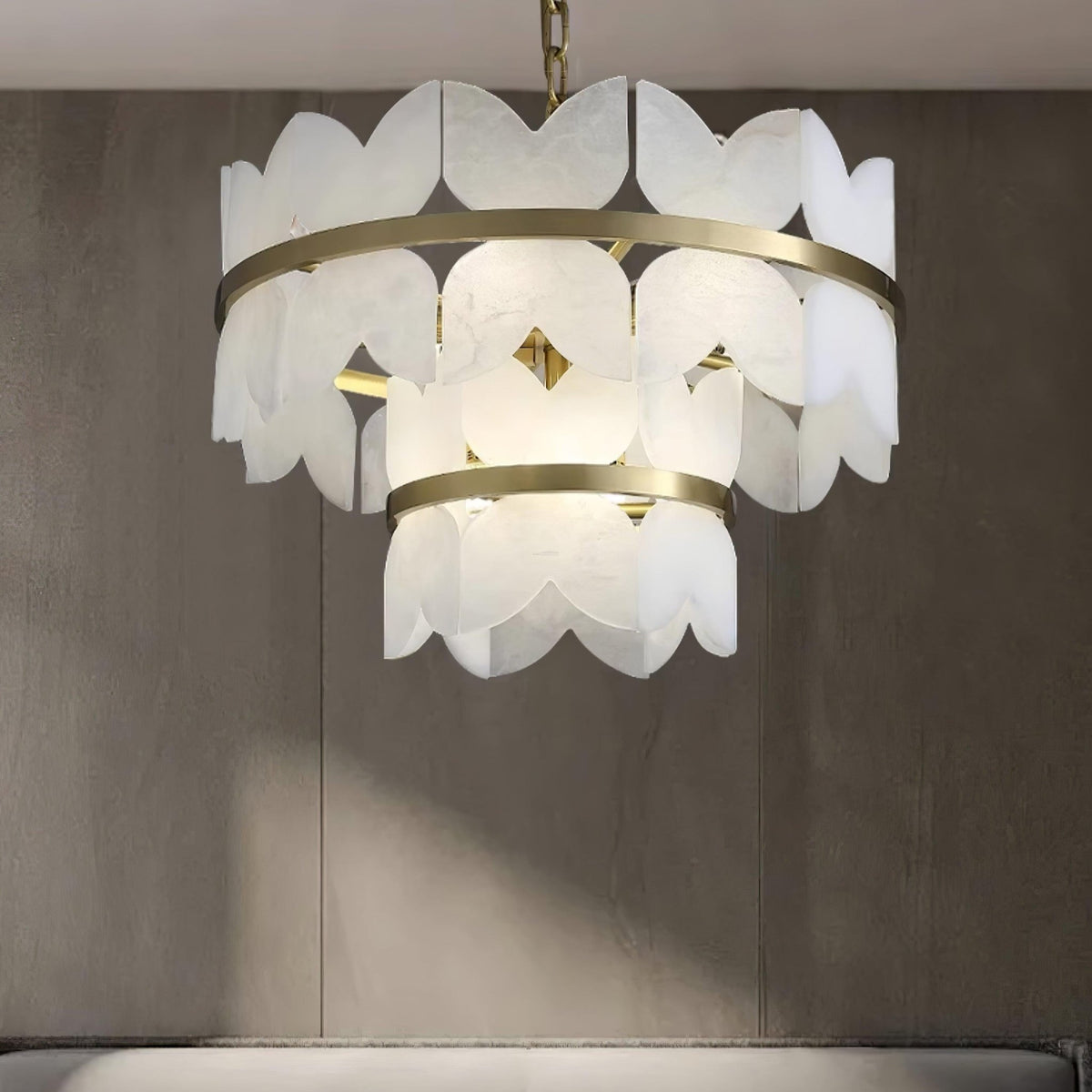Alabaster Cloudscape Chandelier with 1/2 layer - Zelno Lighting