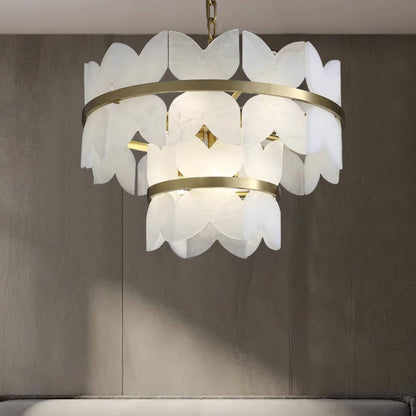 Alabaster Cloudscape Chandelier with 1/2 layer - Zelno Lighting