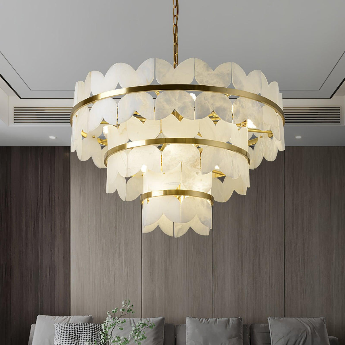 Alabaster Cloudscape Chandelier with 1/2 layer - Zelno Lighting