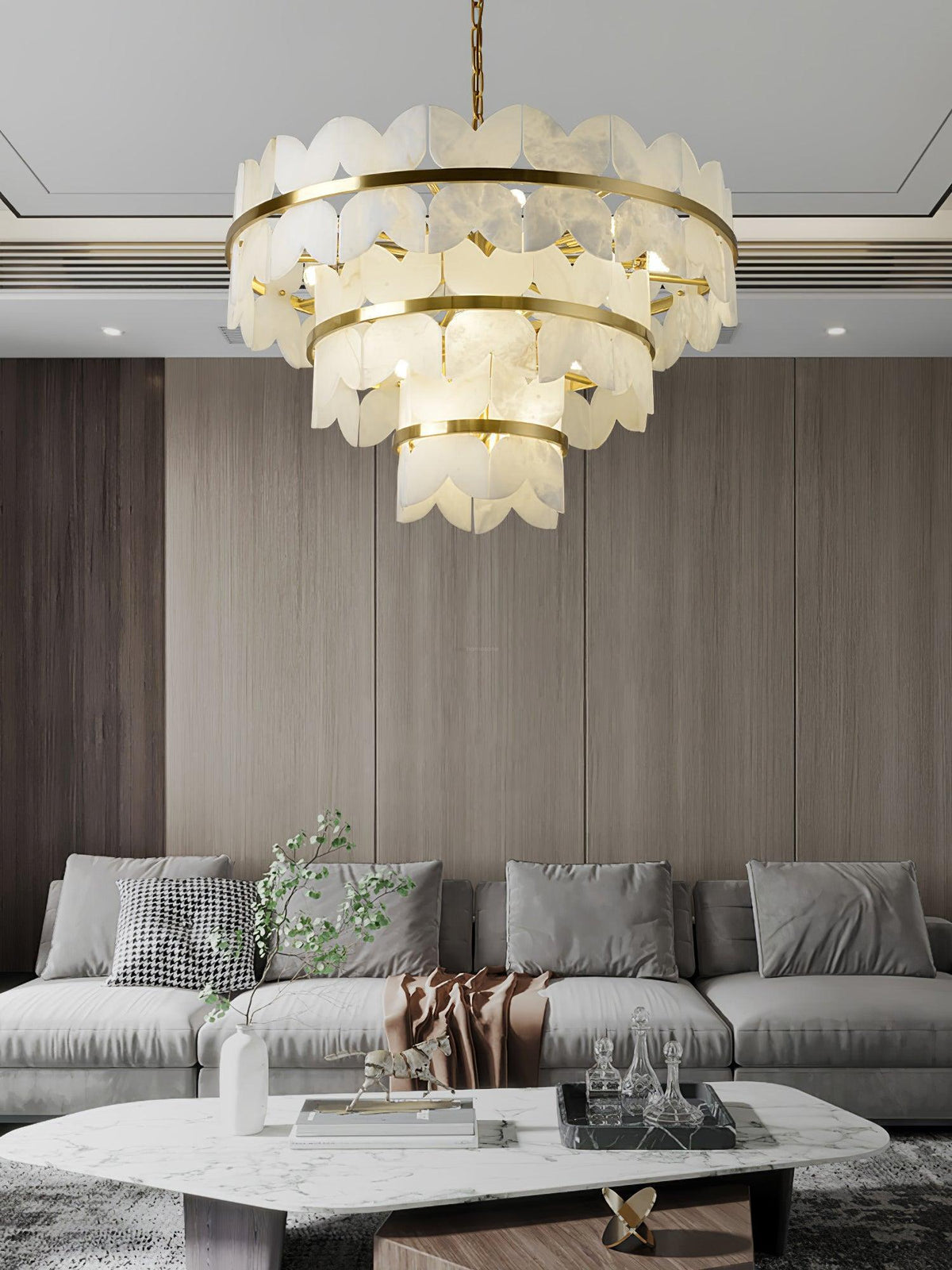Alabaster Cloudscape Chandelier with 1/2 layer - Zelno Lighting