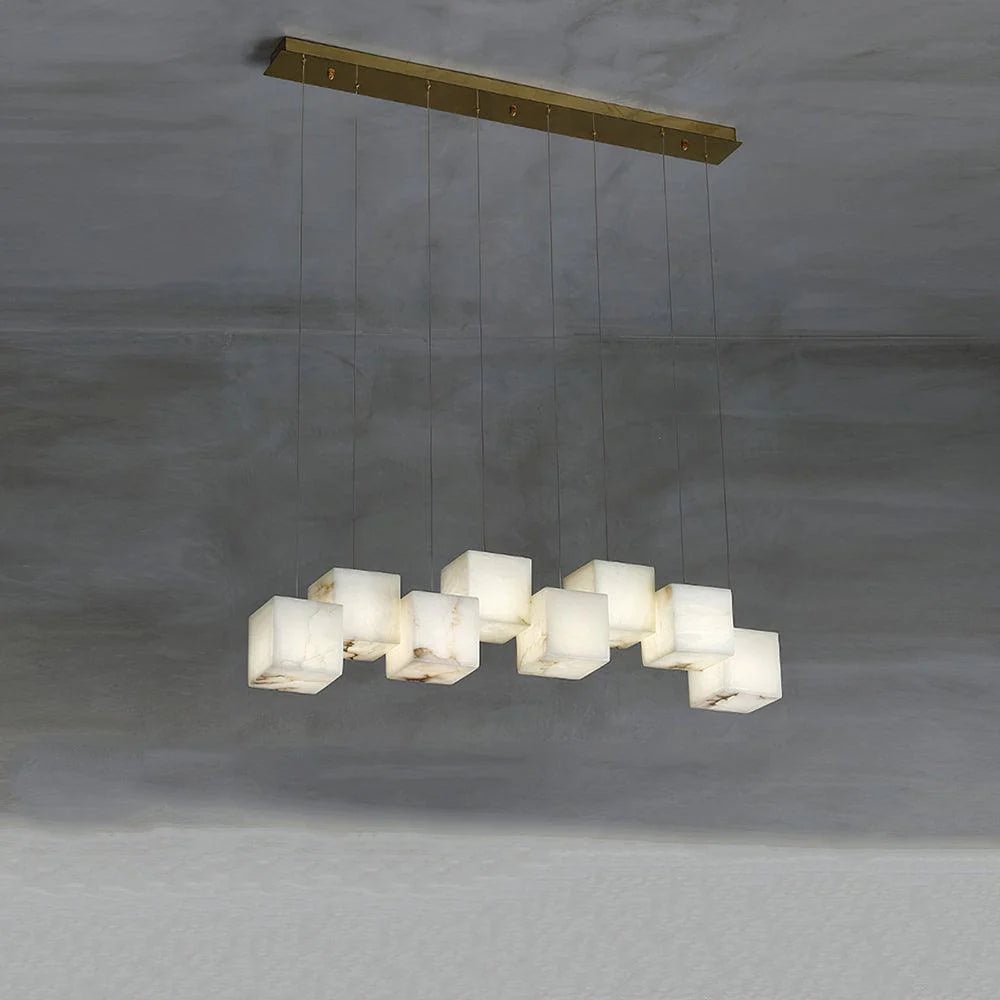 Alabaster Cubic Linear Chandelier - Zelno Lighting