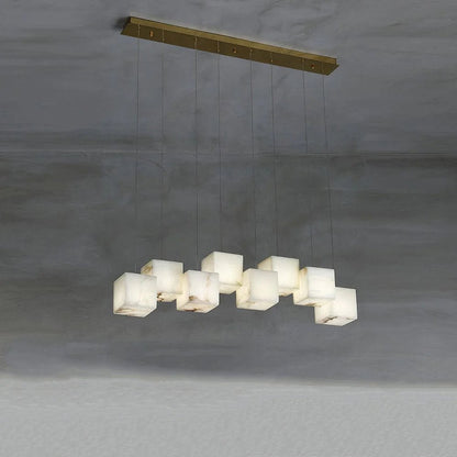 Alabaster Cubic Linear Chandelier - Zelno Lighting