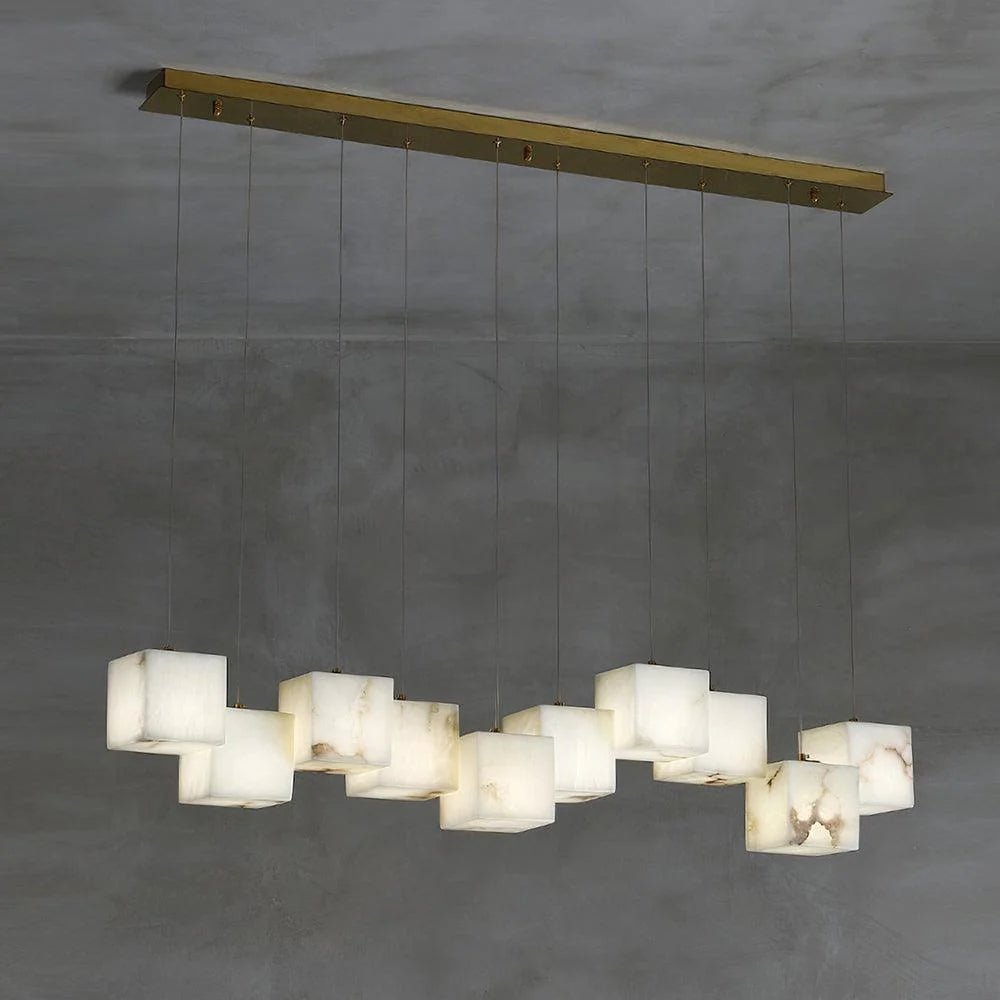 Alabaster Cubic Linear Chandelier - Zelno Lighting