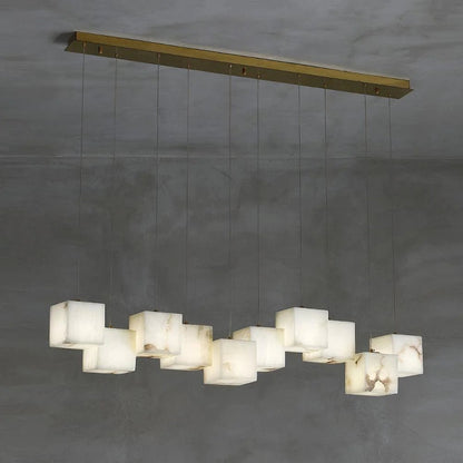 Alabaster Cubic Linear Chandelier - Zelno Lighting