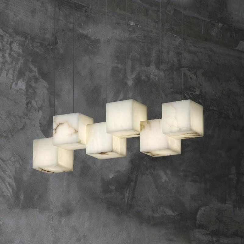 Alabaster Cubic Linear Chandelier - Zelno Lighting