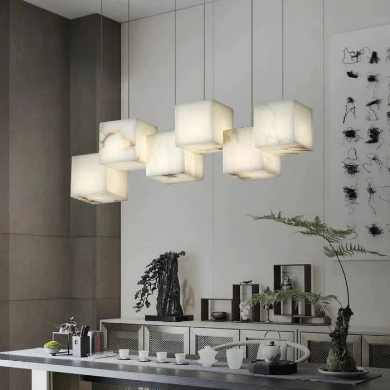 Alabaster Cubic Linear Chandelier - Zelno Lighting