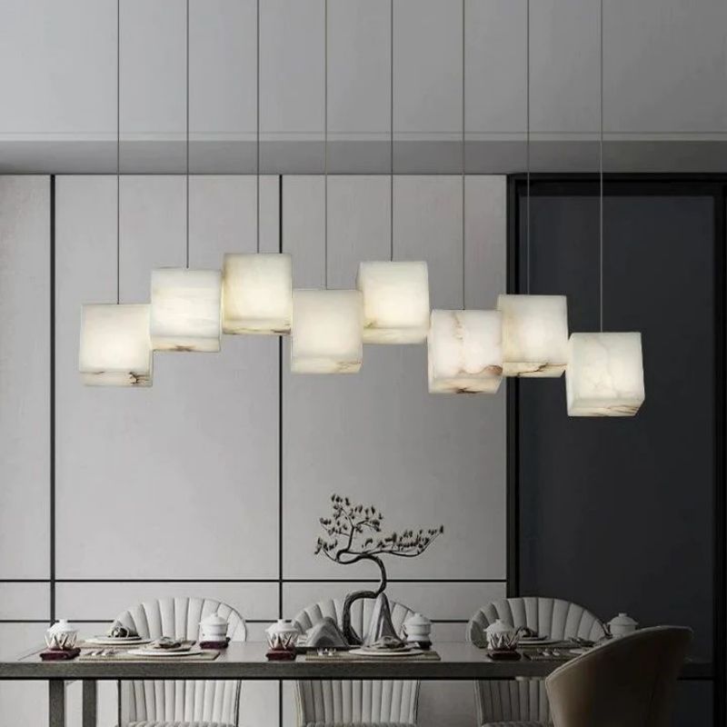 Alabaster Cubic Linear Chandelier - Zelno Lighting