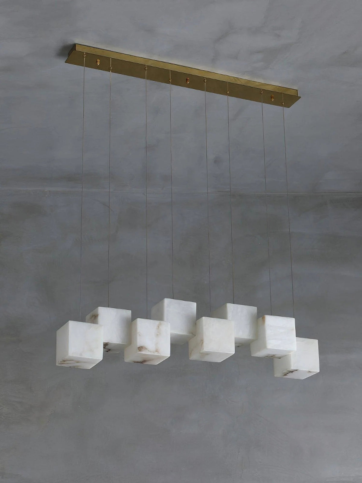 Alabaster Cubic Linear Chandelier - Zelno Lighting