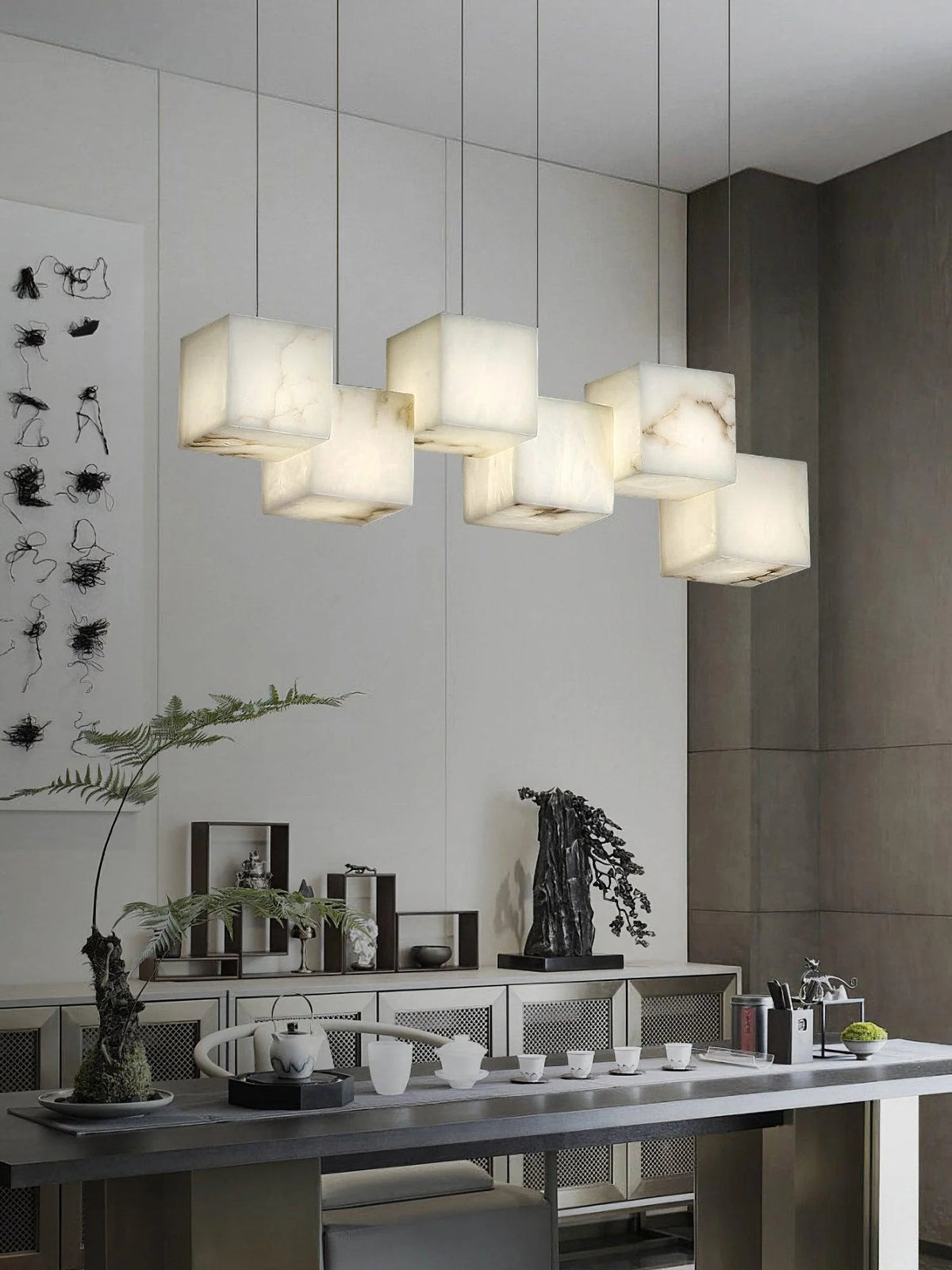 Alabaster Cubic Linear Chandelier - Zelno Lighting