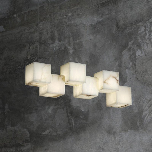 Alabaster Cubic Rectangular Pendant - Zelno