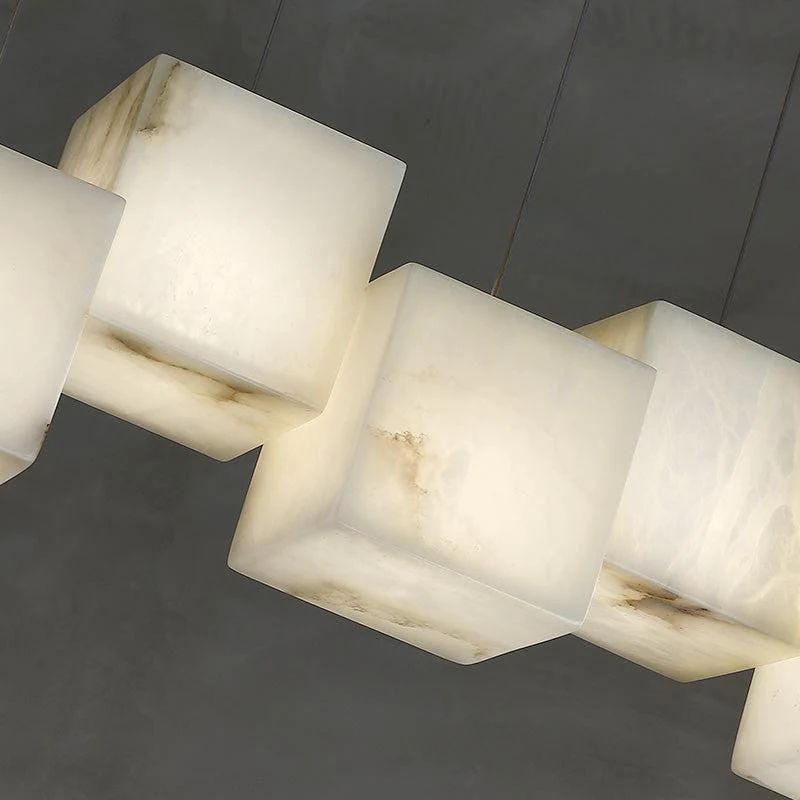 Alabaster Cubic Rectangular Pendant - Zelno