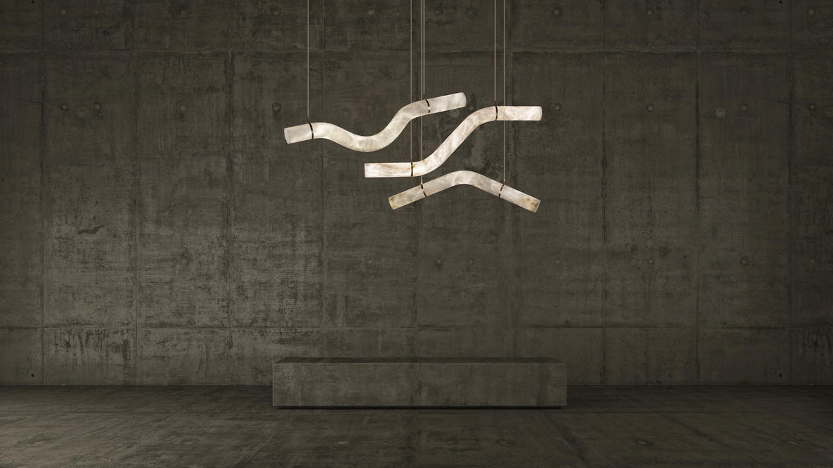 Alabaster Curved Chandelier - Zelno