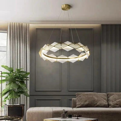 Alabaster Diamond Shaped Modern Chandelier - Zelno Lighting