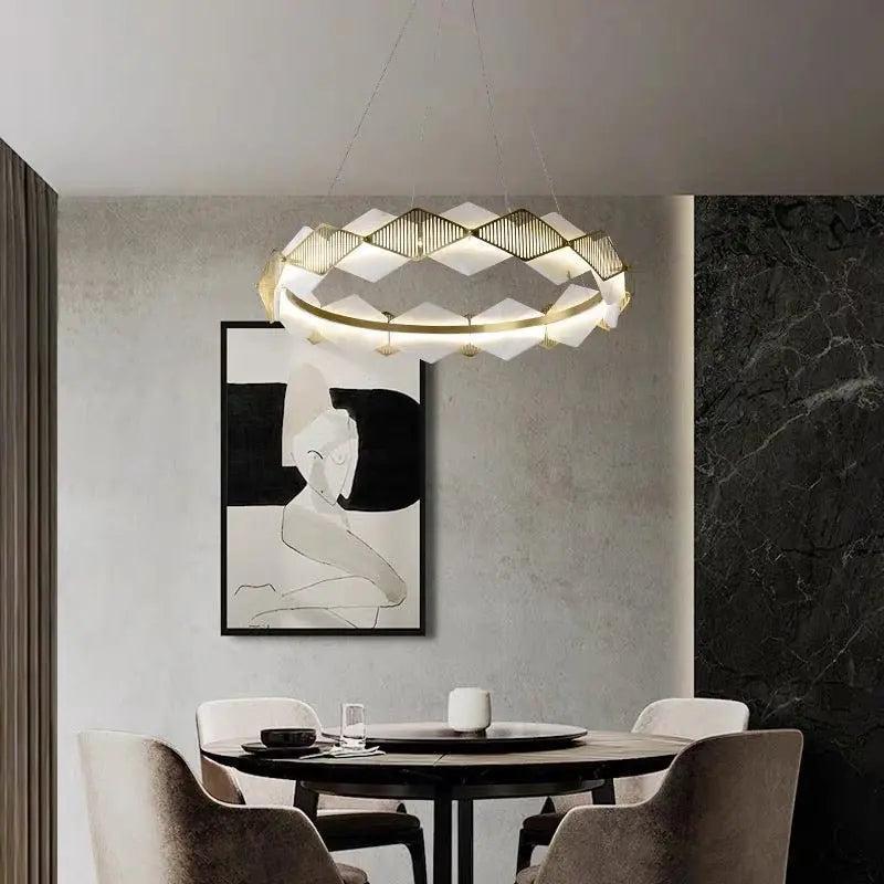 Alabaster Diamond Shaped Modern Chandelier - Zelno Lighting