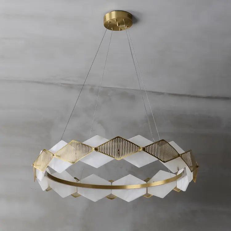 Alabaster Diamond Shaped Modern Chandelier - Zelno Lighting