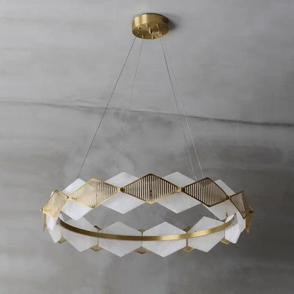 Alabaster Diamond Shaped Modern Chandelier - Zelno Lighting
