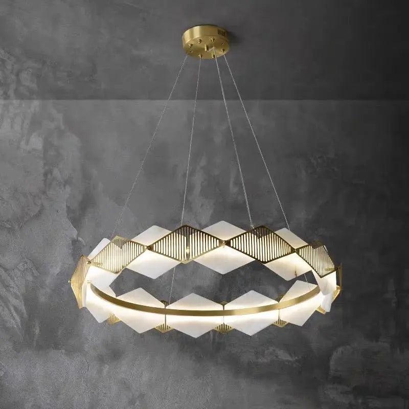Alabaster Diamond Shaped Modern Chandelier - Zelno Lighting
