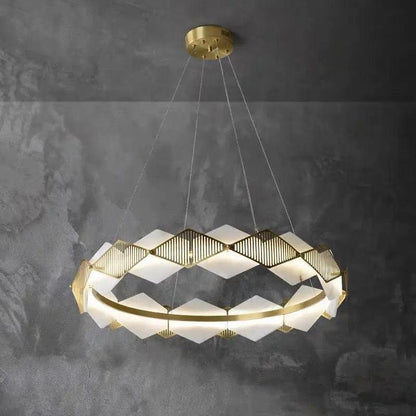 Alabaster Diamond Shaped Modern Chandelier - Zelno Lighting