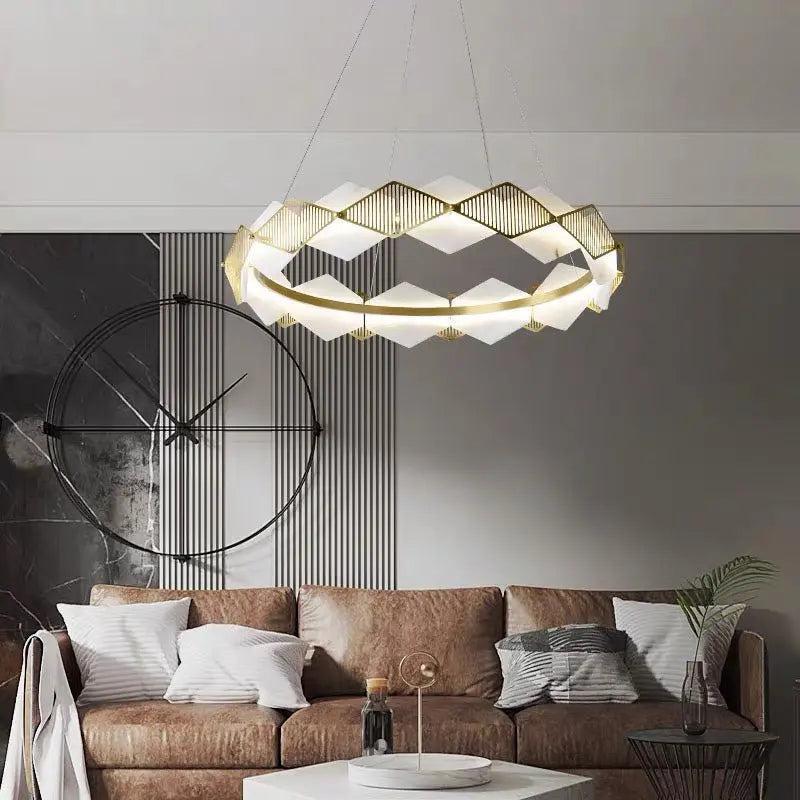 Alabaster Diamond Shaped Modern Chandelier - Zelno Lighting