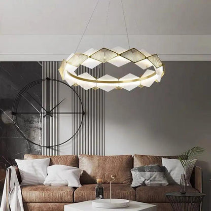 Alabaster Diamond Shaped Modern Chandelier - Zelno Lighting