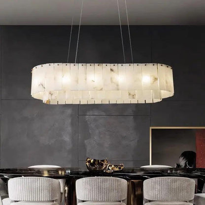 Alabaster Dining Room Round Chandelier Lighting - Zelno Lighting