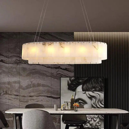 Alabaster Dining Room Round Chandelier Lighting - Zelno Lighting