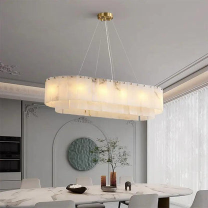 Alabaster Dining Room Round Chandelier Lighting - Zelno Lighting