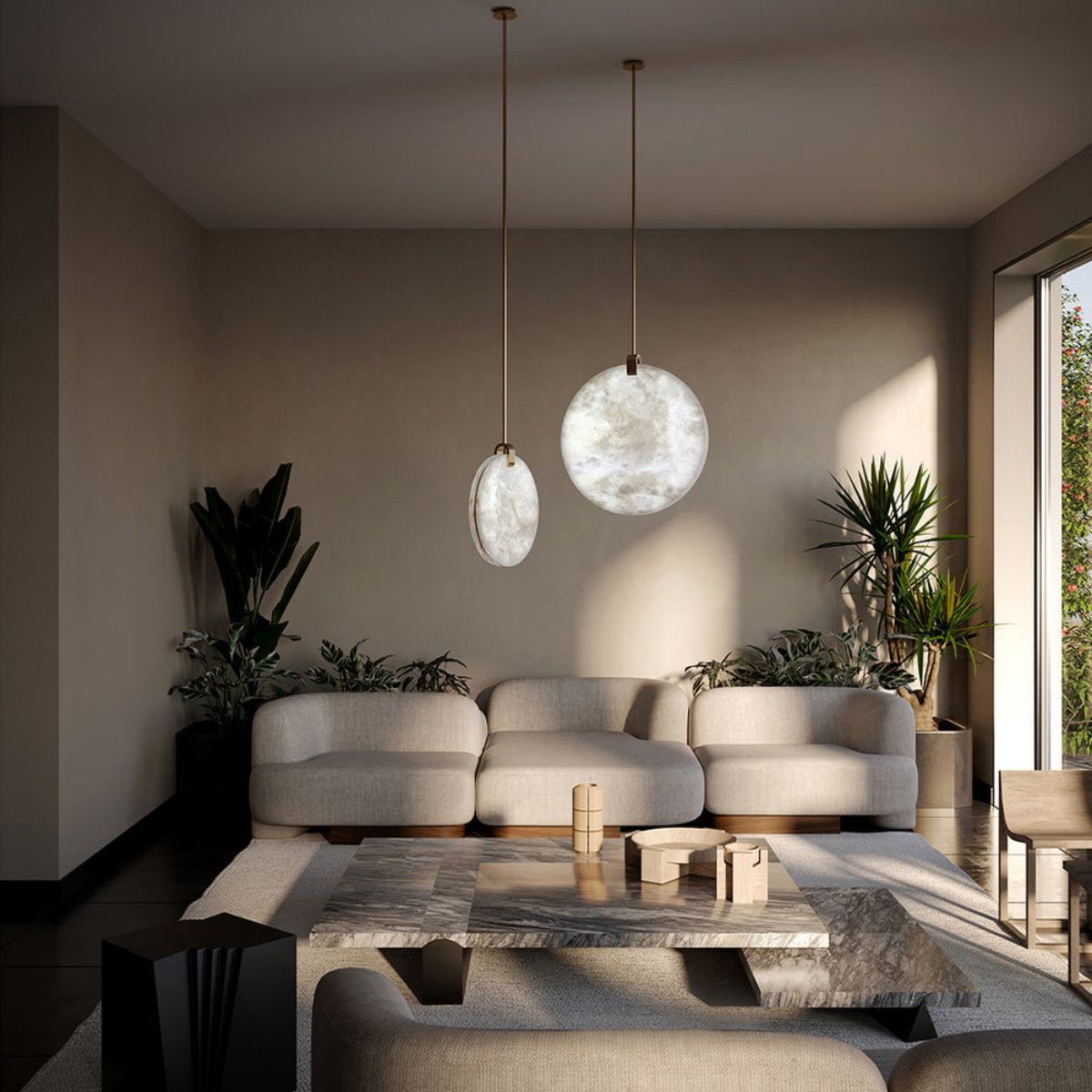 Alabaster Disc Pendant Light - Zelno Lighting