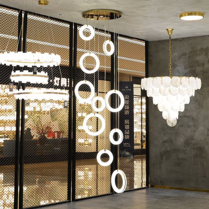 Alabaster Duplex Staircase Chandelier Light - Zelno Lighting