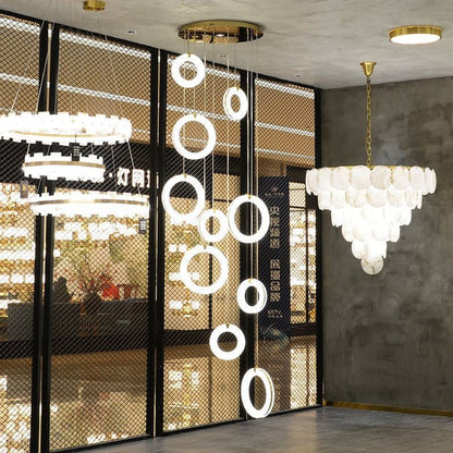 Alabaster Duplex Staircase Chandelier Light - Zelno Lighting