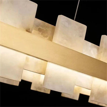 Alabaster Flakes Round/Oval Chandelier - Zelno Lighting