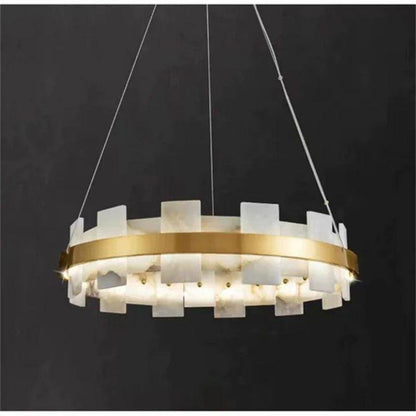 Alabaster Flakes Round/Oval Chandelier - Zelno Lighting