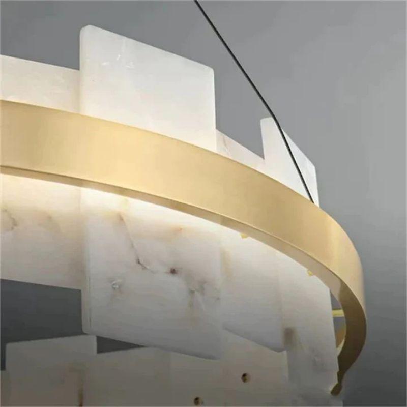 Alabaster Flakes Round/Oval Chandelier - Zelno Lighting