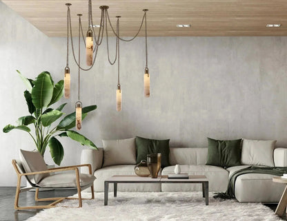 Alabaster Flint 5 Light LED Multi-Drop Pendant - Zelno