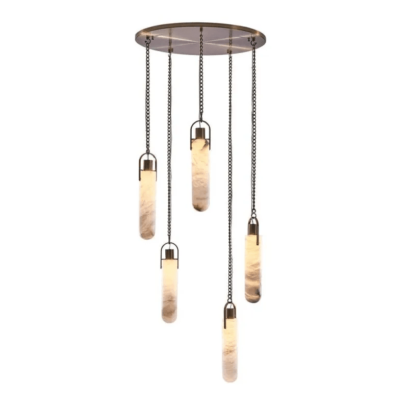 Alabaster Flint 5 Lights Cluster Round Chandelier - Zelno