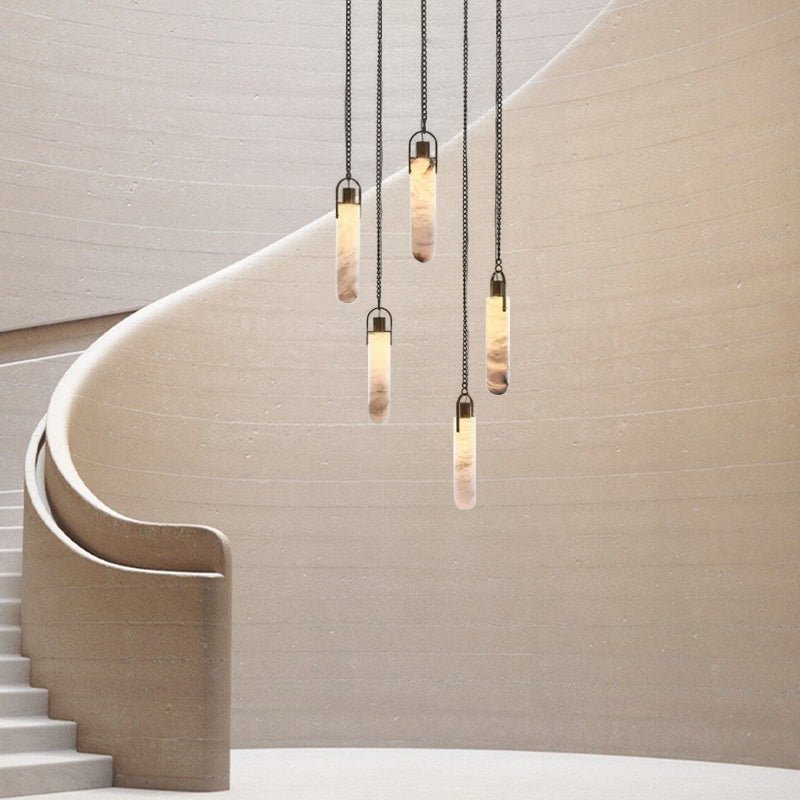 Alabaster Flint 5 Lights Cluster Round Chandelier - Zelno