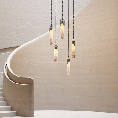 Alabaster Flint 5 Lights Cluster Round Chandelier - Zelno