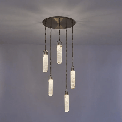 Alabaster Flint 5 Lights Cluster Round Chandelier - Zelno