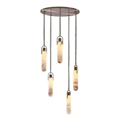 Alabaster Flint Additions Multi Light Pendant, Round Chandelier For staircase, Hallway - Zelno