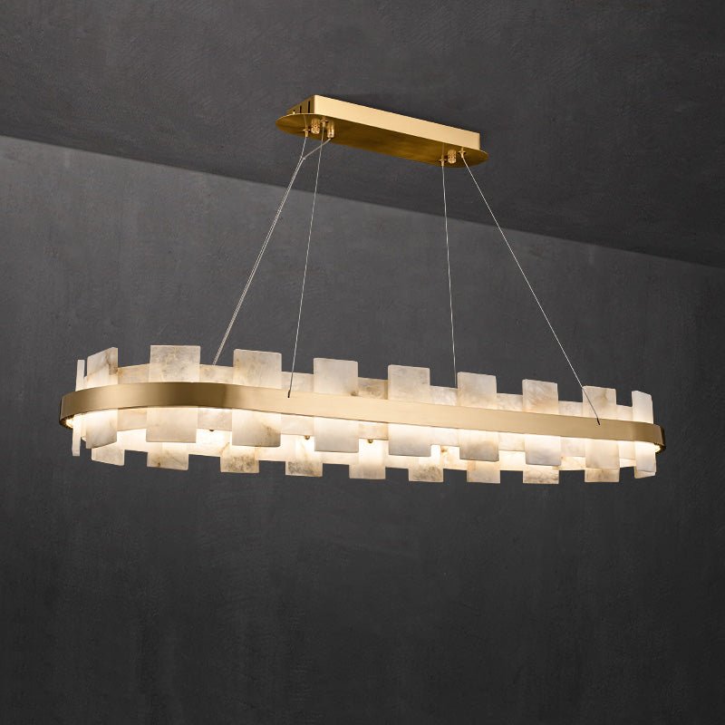 Alabaster Glo Modern Oval Chandelier - Zelno