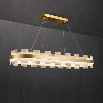 Alabaster Glo Modern Oval Chandelier - Zelno