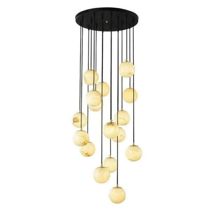 Alabaster Global Pendant Chandelier For Staircase, Spiral Global Pendant - Zelno Lighting