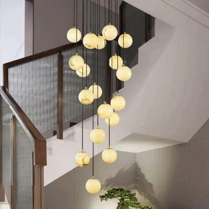 Alabaster Global Wavy Chandelier - Zelno Lighting
