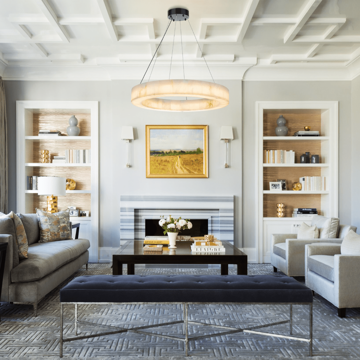 Alabaster Halo Ring Chandelier - Zelno Lighting