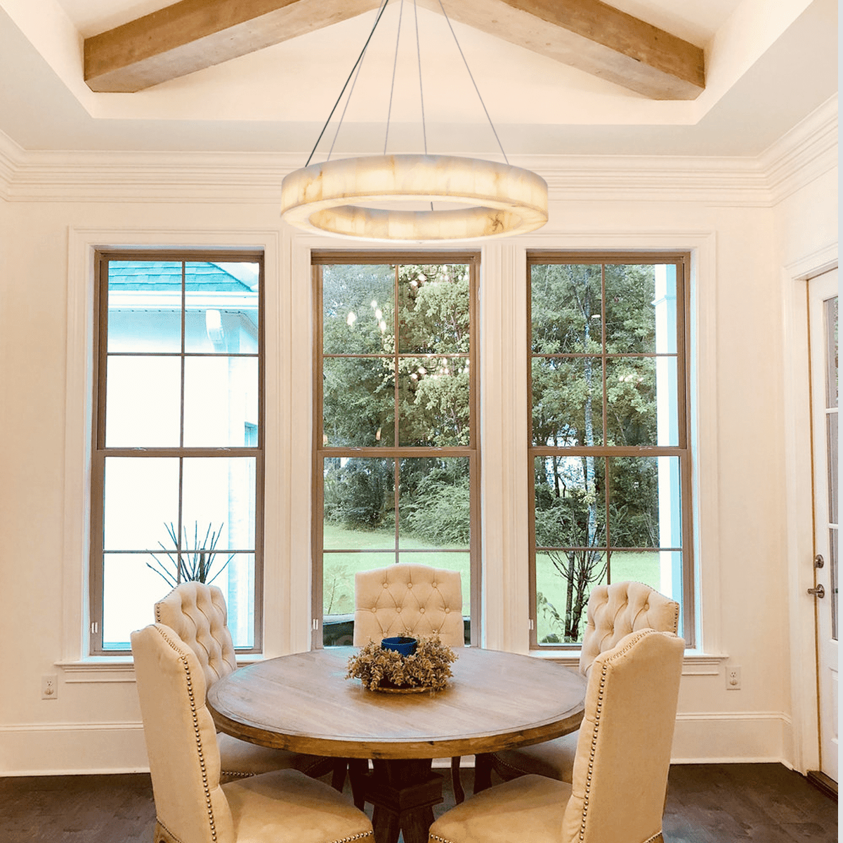 Alabaster Halo Ring Chandelier - Zelno Lighting
