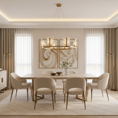Alabaster Large Contemporary Halo Chandelier - Zelno Lighting