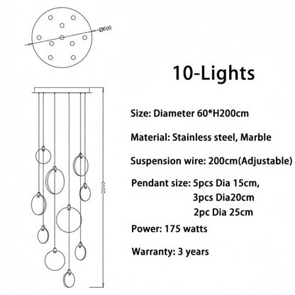 Alabaster Long Staircase Chandelier 5 styles - Zelno Lighting